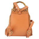 GUCCI Bamboo Backpack Suede Orange Gold Auth 169373-2