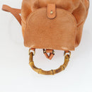 GUCCI Bamboo Backpack Suede Orange Gold Auth 169373-6