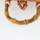 GUCCI Bamboo Backpack Suede Orange Gold Auth 169373-7