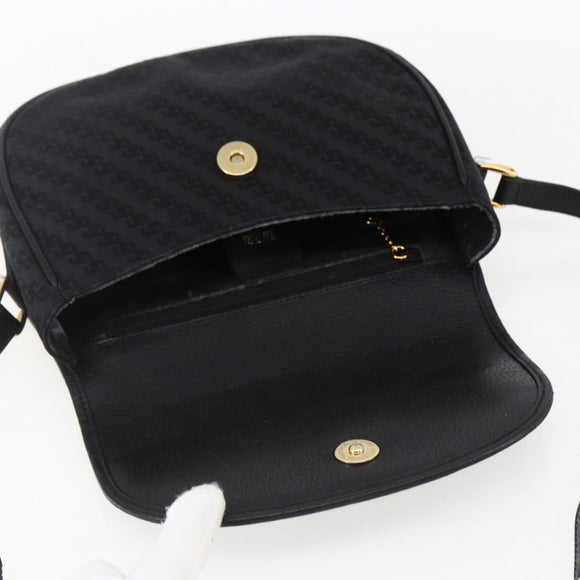 GUCCI Shoulder Bag Canvas Black Gold 007 115 0074 Auth 169374