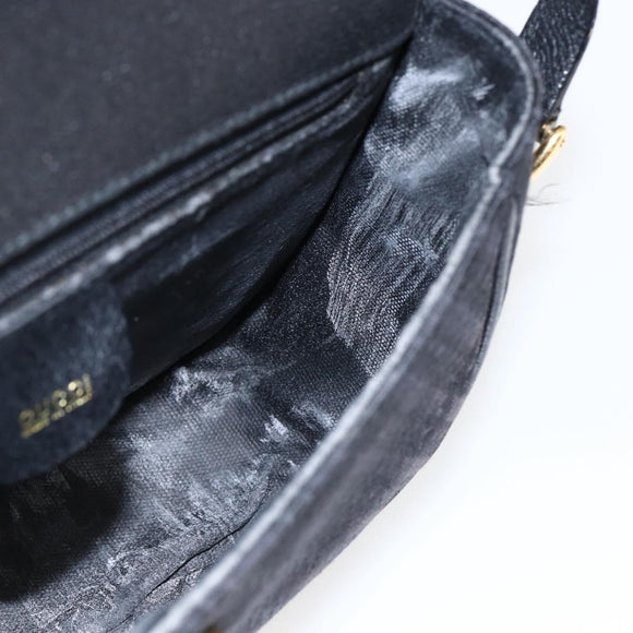 GUCCI Shoulder Bag Canvas Black Gold 007 115 0074 Auth 169374