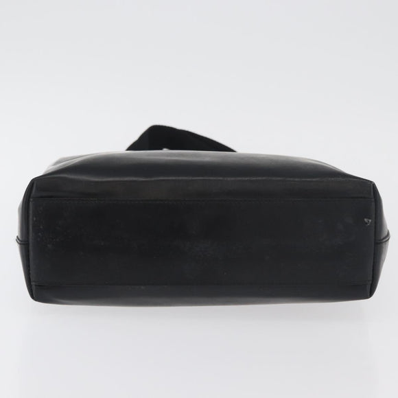 PRADA Hand Bag Leather Black Silver Auth 169378