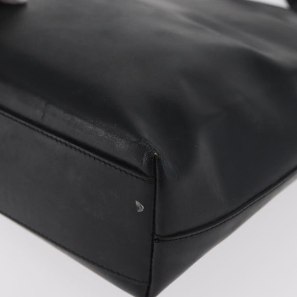 PRADA Hand Bag Leather Black Silver Auth 169378