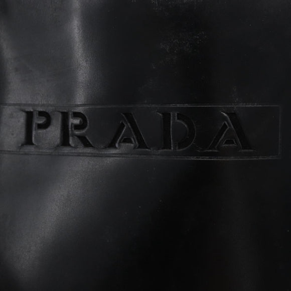 PRADA Hand Bag Leather Black Silver Auth 169378