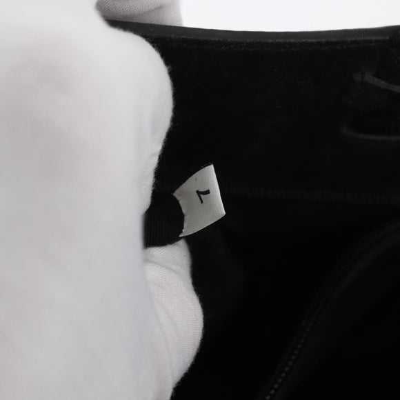 PRADA Hand Bag Leather Black Silver Auth 169378