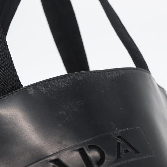 PRADA Hand Bag Leather Black Silver Auth 169378