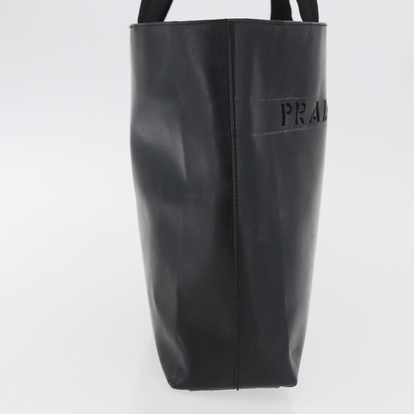 PRADA Hand Bag Leather Black Silver Auth 169378
