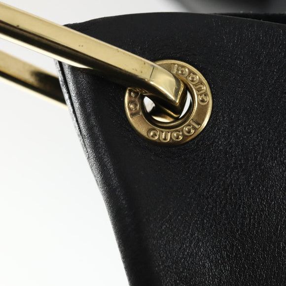 GUCCI Bamboo Shoulder Bag Leather Black Gold 001 2113 1880 Auth 169379