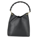 GUCCI Bamboo Shoulder Bag Leather Black Gold 001 2113 1880 Auth 169379-2