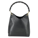 GUCCI Bamboo Shoulder Bag Leather Black Gold 001 2113 1880 Auth 169379-3