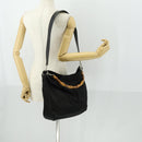 GUCCI Bamboo Hand Bag Nylon 2way Brown Silver 001 1781 1577 Auth 169380-23