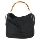 GUCCI Bamboo Hand Bag Nylon 2way Brown Silver 001 1781 1577 Auth 169380-13