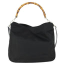 GUCCI Bamboo Hand Bag Nylon 2way Brown Silver 001 1781 1577 Auth 169380-2