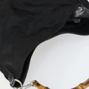 GUCCI Bamboo Hand Bag Nylon 2way Brown Silver 001 1781 1577 Auth 169380-6