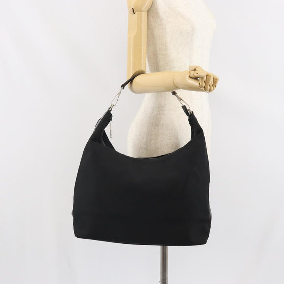 GUCCI Shoulder Bag Nylon Black Silver 001 1955 Auth 169381