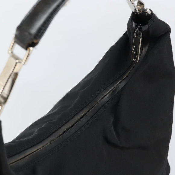 GUCCI Shoulder Bag Nylon Black Silver 001 1955 Auth 169381