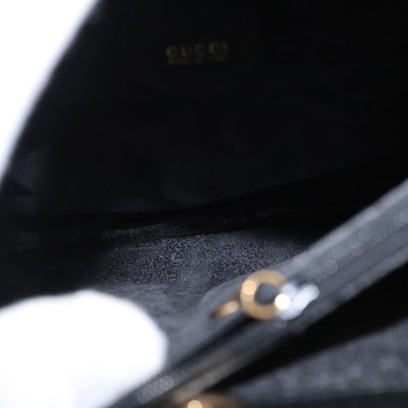 GUCCI Bamboo Hand Bag Suede Black Gold 002 1186 0260 Auth 169382