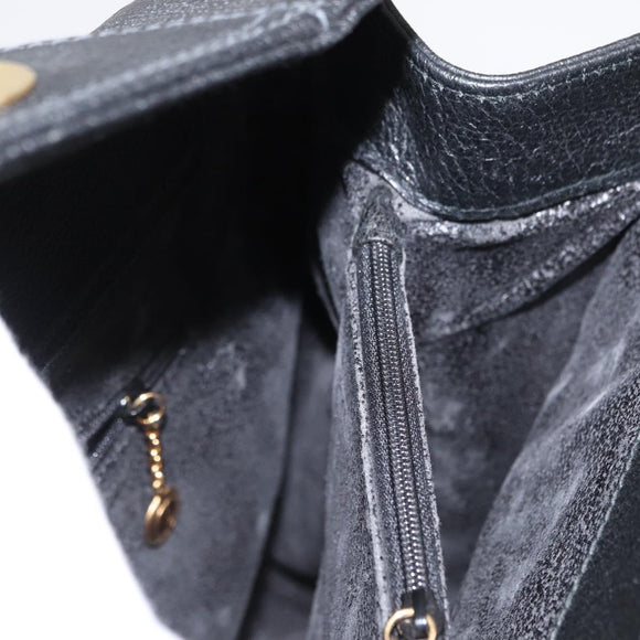 GUCCI Bamboo Hand Bag Suede Black Gold 002 1186 0260 Auth 169382