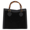 GUCCI Bamboo Hand Bag Suede Black Gold 002 1186 0260 Auth 169382-2