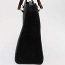 GUCCI Bamboo Hand Bag Suede Black Gold 002 1186 0260 Auth 169382-4