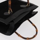 GUCCI Bamboo Hand Bag Suede Black Gold 002 1186 0260 Auth 169382-6