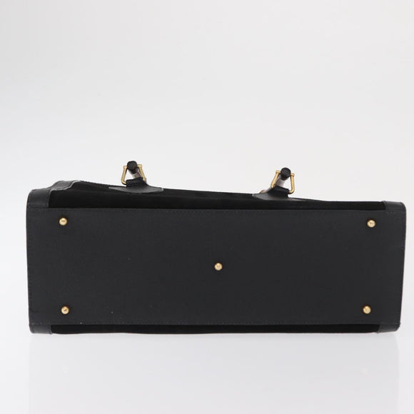 GUCCI Bamboo Hand Bag Suede Black Gold 002 1186 0260 Auth 169382