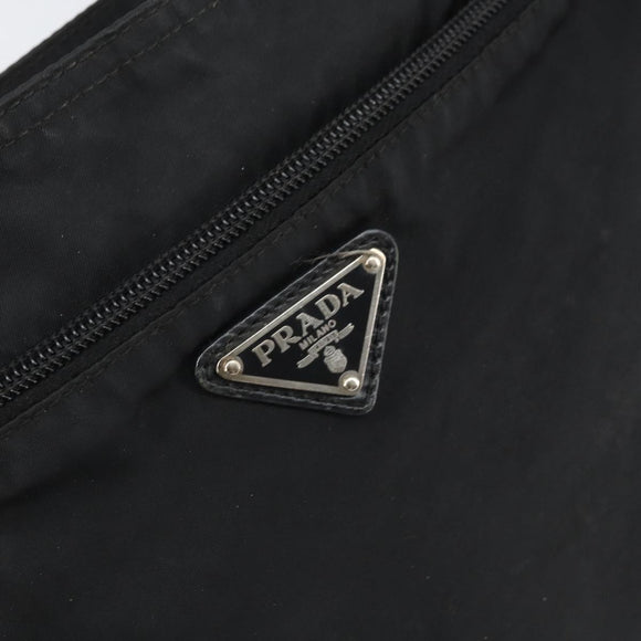 PRADA Shoulder Bag Nylon Black Silver Auth 169384