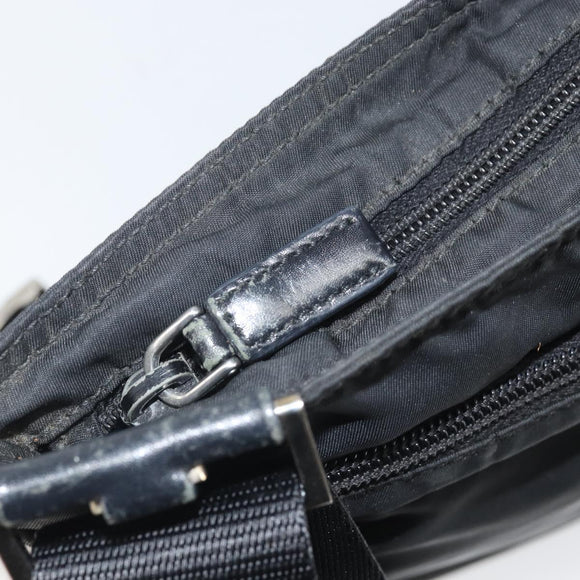 PRADA Shoulder Bag Nylon Black Silver Auth 169384