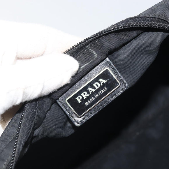 PRADA Shoulder Bag Nylon Black Silver Auth 169384