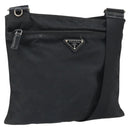 PRADA Shoulder Bag Nylon Black Silver Auth 169384-1