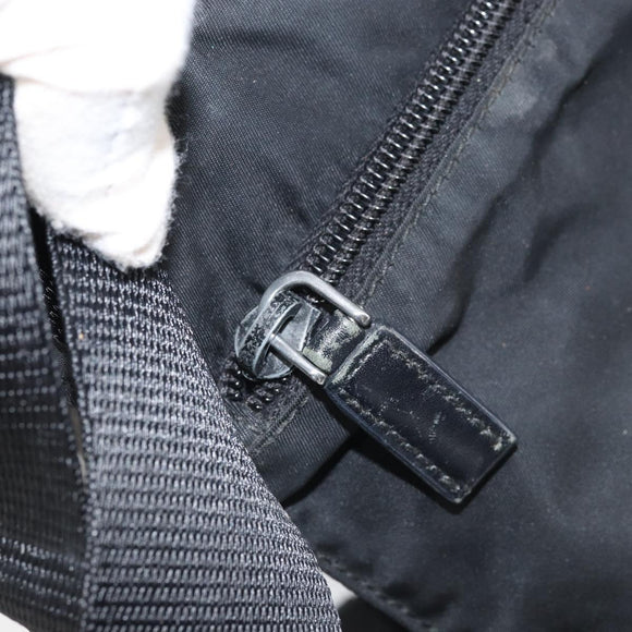 PRADA Shoulder Bag Nylon Black Silver Auth 169384