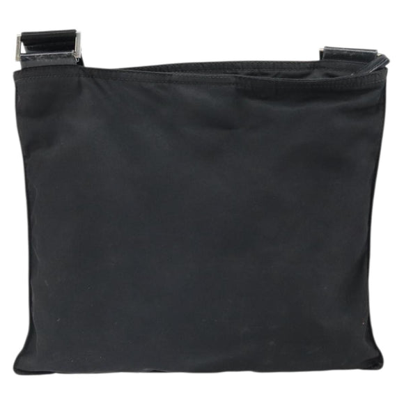 PRADA Shoulder Bag Nylon Black Silver Auth 169384