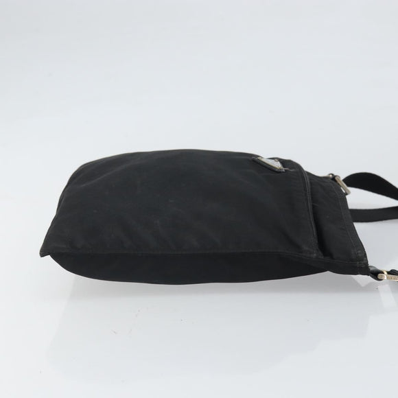 PRADA Shoulder Bag Nylon Black Silver Auth 169384