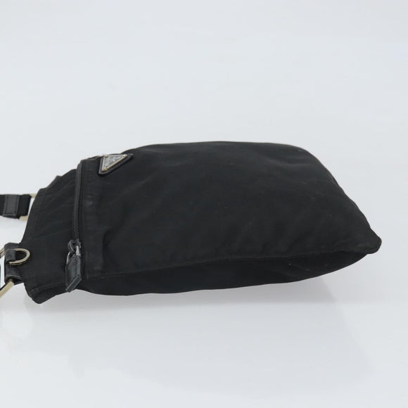 PRADA Shoulder Bag Nylon Black Silver Auth 169384