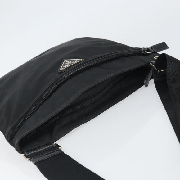 PRADA Shoulder Bag Nylon Black Silver Auth 169384