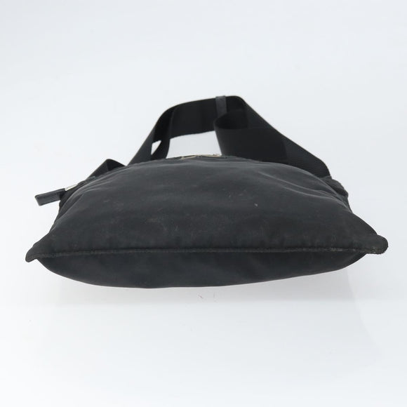 PRADA Shoulder Bag Nylon Black Silver Auth 169384