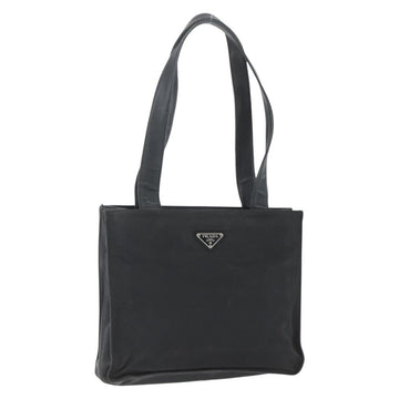 PRADA Tote Bag Nylon Black Silver Auth 169386