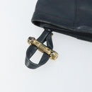 GUCCI Bamboo Clutch Bag Leather Navy Gold Auth 169388-12
