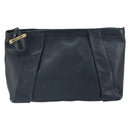 GUCCI Bamboo Clutch Bag Leather Navy Gold Auth 169388-2