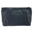 GUCCI Bamboo Clutch Bag Leather Navy Gold Auth 169388-3