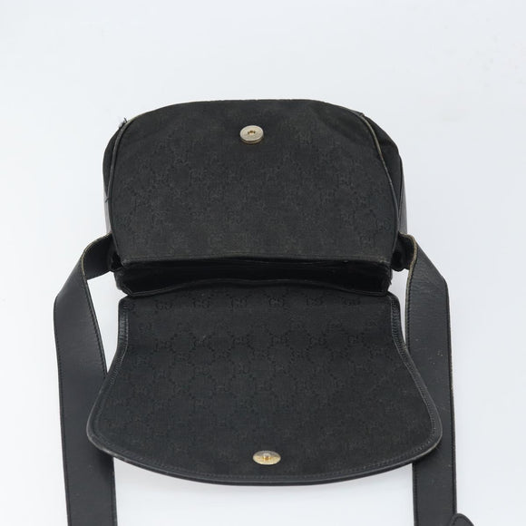 GUCCI GG Canvas Shoulder Bag Black Silver 001 2855 1625 0 Auth 169389
