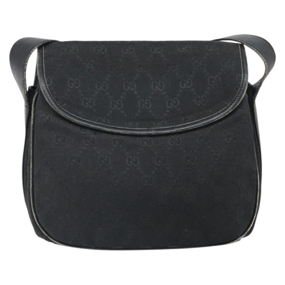 GUCCI GG Canvas Shoulder Bag Black Silver 001 2855 1625 0 Auth 169389