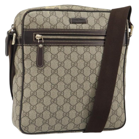 GUCCI GG Supreme Shoulder Bag PVC Beige Gold 201448 Auth 169391