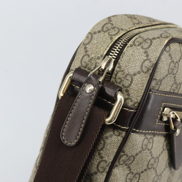 GUCCI GG Supreme Shoulder Bag PVC Beige Gold 201448 Auth 169391
