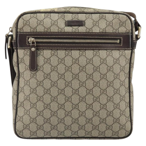 GUCCI GG Supreme Shoulder Bag PVC Beige Gold 201448 Auth 169391