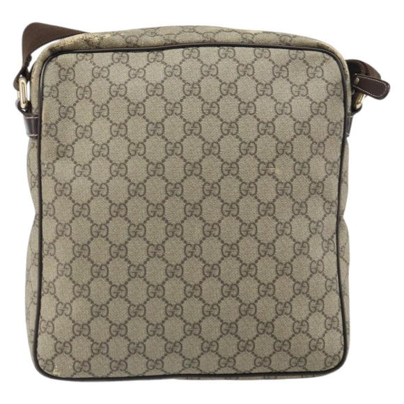 GUCCI GG Supreme Shoulder Bag PVC Beige Gold 201448 Auth 169391