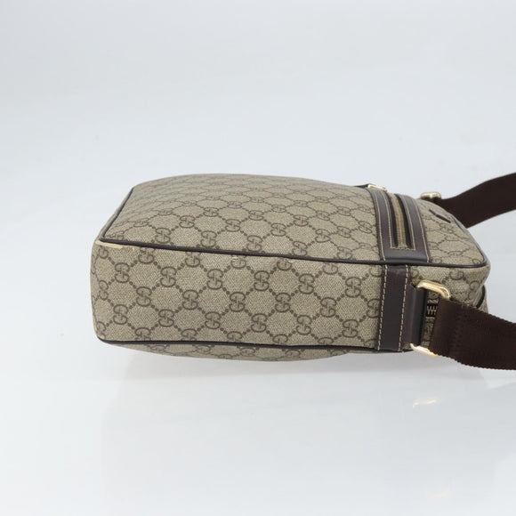 GUCCI GG Supreme Shoulder Bag PVC Beige Gold 201448 Auth 169391