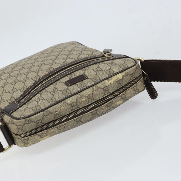 GUCCI GG Supreme Shoulder Bag PVC Beige Gold 201448 Auth 169391