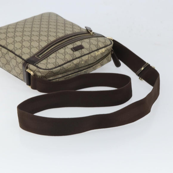 GUCCI GG Supreme Shoulder Bag PVC Beige Gold 201448 Auth 169391