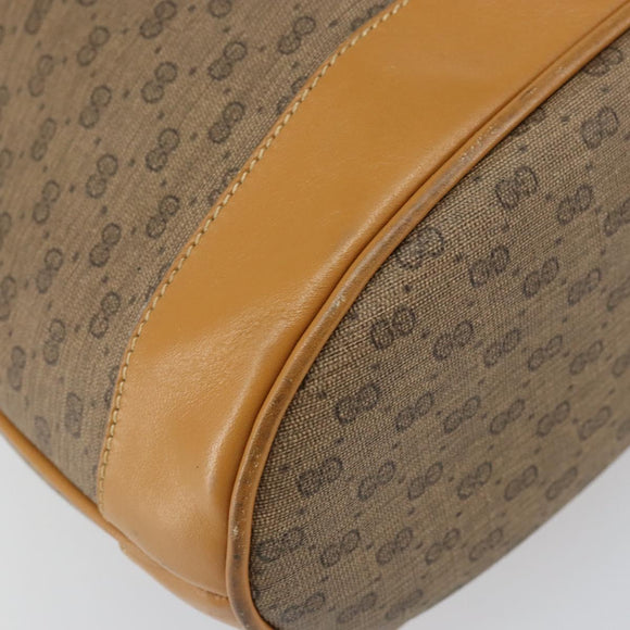 GUCCI Micro GG Supreme Shoulder Bag PVC Beige Gold Auth 169392
